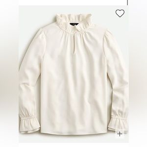 Jcrew ruffle neck top in 365 crepe